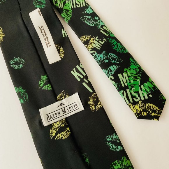 VINTAGE Novelty Ralph Marlin Tie "Kiss Me I'm Irish" EUC - Picture 2 of 3